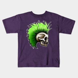 Punk Skull (Green Version) Kids T-Shirt